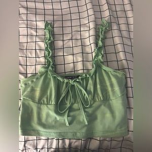 SHEIN, green ruffle top